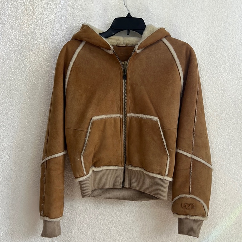 ugg suede hooded jacket